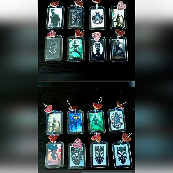 *HAPPY HOLIDAYS* 8 Black Panther Vibranium Ornaments! Double Sided. Handmade. - Picture 2 of 8
